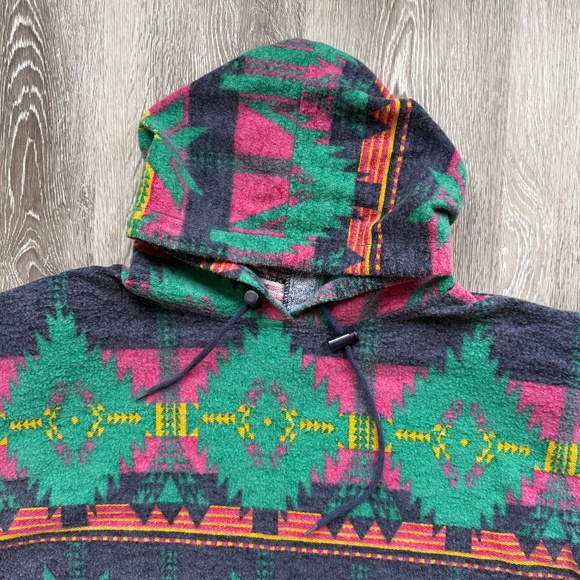 Fabulous Vintage Oversized Aztec Hoodie Sweat Shirt - Picture 3 of 5